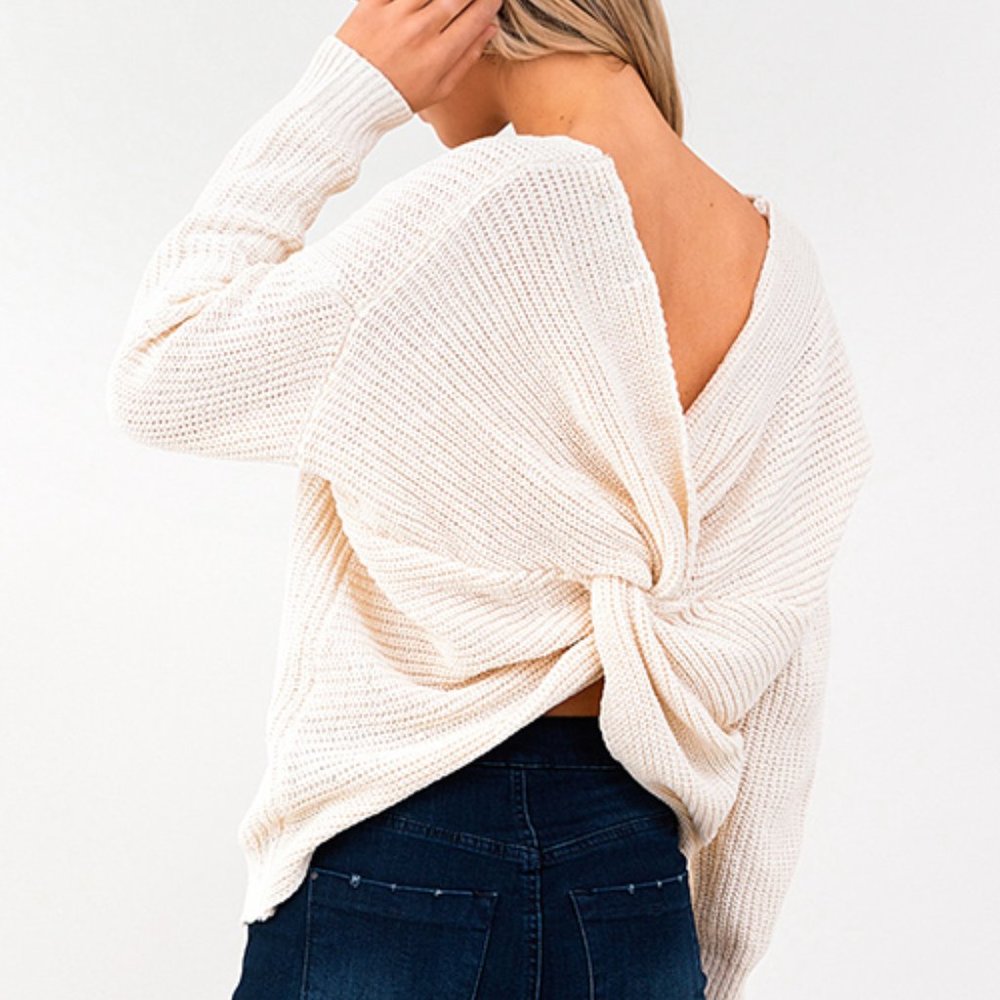 50% off TODAY ONLY Knotted Back Boho Sweater - Picture 4 of 7